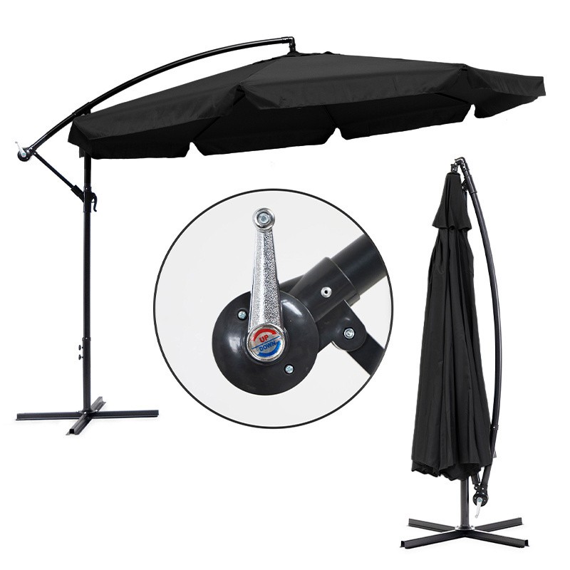 PARASOL OGRODOWY IKAR-BL-BL CZARNY SKŁADANY Z WYSIĘGNIKIEM + POKROWIEC PARASOL OGRODOWY IKAR-BL-BL CZARNY SKŁADANY Z WYSIĘGNIKIEM + POKROWIEC