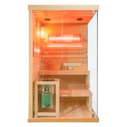 SAUNA FIŃSKA WYSOKOTEMPERATUROWA Z PIECEM LARK1-WD /HARVIA 3,5KW 1-2 OSOBOWA 120x120 CM