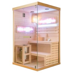SAUNA FIŃSKA WYSOKOTEMPERATUROWA Z PIECEM LARK1-WD /HARVIA 3,5KW 1-2 OSOBOWA 120x120 CM