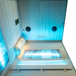 SAUNA FIŃSKA WYSOKOTEMPERATUROWA Z PIECEM LARK1-WD /HARVIA 3,5KW 1-2 OSOBOWA 120x120 CM