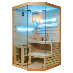 SAUNA FIŃSKA WYSOKOTEMPERATUROWA Z PIECEM LARK2-WD/HARVIA 3,5KW 1-2 OSOBOWA 120x120 CM