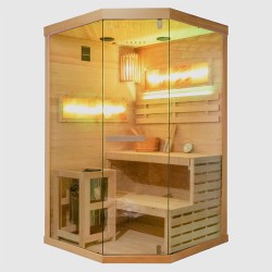 SAUNA FIŃSKA WYSOKOTEMPERATUROWA Z PIECEM LARK2-WD/HARVIA 3,5KW 1-2 OSOBOWA 120x120 CM