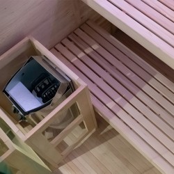 SAUNA FIŃSKA WYSOKOTEMPERATUROWA Z PIECEM LARK2-WD/HARVIA 3,5KW 1-2 OSOBOWA 120x120 CM