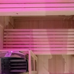 SAUNA FIŃSKA WYSOKOTEMPERATUROWA Z PIECEM LARK3-WD/HARVIA 4,5KW 3-4 OSOBOWA 140x150 CM