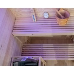 SAUNA FIŃSKA WYSOKOTEMPERATUROWA Z PIECEM LARK3-WD/HARVIA 4,5KW 3-4 OSOBOWA 140x150 CM