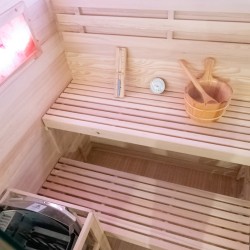 SAUNA FIŃSKA WYSOKOTEMPERATUROWA Z PIECEM LARK3-WD/HARVIA 4,5KW 3-4 OSOBOWA 140x150 CM