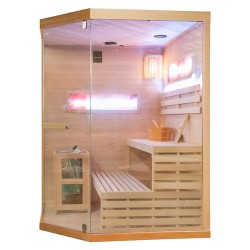 SAUNA FIŃSKA WYSOKOTEMPERATUROWA Z PIECEM LARK4-WD/HARVIA 6KW 4-5 OSOBOWA 150x150 CM