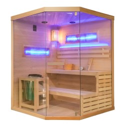 SAUNA FIŃSKA WYSOKOTEMPERATUROWA Z PIECEM LARK4-WD/HARVIA 6KW 4-5 OSOBOWA 150x150 CM