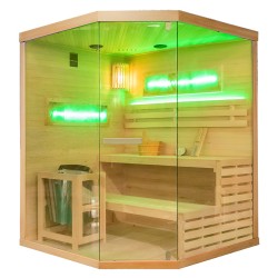 SAUNA FIŃSKA WYSOKOTEMPERATUROWA Z PIECEM LARK4-WD/HARVIA 6KW 4-5 OSOBOWA 150x150 CM