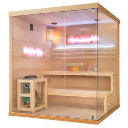 SAUNA FIŃSKA WYSOKOTEMPERATUROWA Z PIECEM LARK5-WD/HARVIA 6KW 4-5 OSOBOWA 180x160 CM