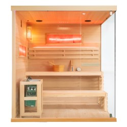SAUNA FIŃSKA WYSOKOTEMPERATUROWA Z PIECEM LARK5-WD/HARVIA 6KW 4-5 OSOBOWA 180x160 CM