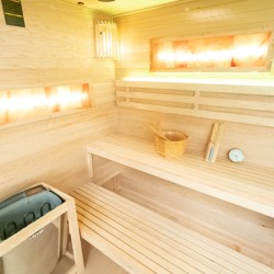 SAUNA FIŃSKA WYSOKOTEMPERATUROWA Z PIECEM LARK5-WD/HARVIA 6KW 4-5 OSOBOWA 180x160 CM