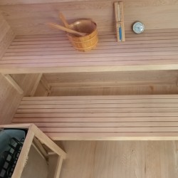 SAUNA FIŃSKA WYSOKOTEMPERATUROWA Z PIECEM LARK5-WD/HARVIA 6KW 4-5 OSOBOWA 180x160 CM