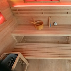 SAUNA FIŃSKA WYSOKOTEMPERATUROWA Z PIECEM LARK5-WD/HARVIA 6KW 4-5 OSOBOWA 180x160 CM