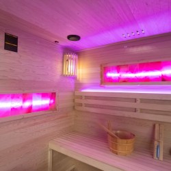 SAUNA FIŃSKA WYSOKOTEMPERATUROWA Z PIECEM LARK5-WD/HARVIA 6KW 4-5 OSOBOWA 180x160 CM