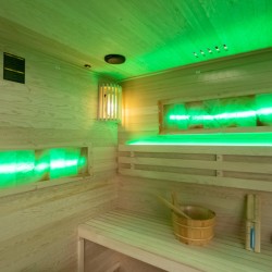 SAUNA FIŃSKA WYSOKOTEMPERATUROWA Z PIECEM LARK5-WD/HARVIA 6KW 4-5 OSOBOWA 180x160 CM