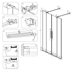 DRZWI PRYSZNICOWE PODWÓJNE ASTRA-CH-DUO-150 CHROM 150 CM 8 MM