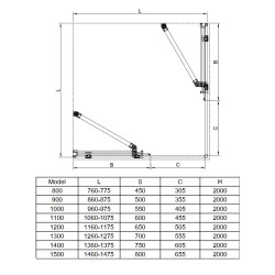 KABINA PRYSZNICOWA KWADRATOWA ASTRA-CH-A-110X2+D CHROM 110X110 CM 8 MM