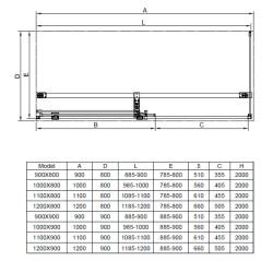KABINA PRYSZNICOWA KWADRATOWA ASTRA-CH-A-90+B90+E CHROM 90X90 CM 8 MM