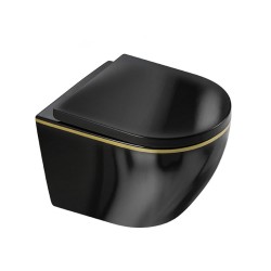 MISKA WC WISZĄCA RIMLESS MIZU-BL-GL-RIM-02 CZARNA DESKA WOLNOOPADAJĄCA DUROPLAST