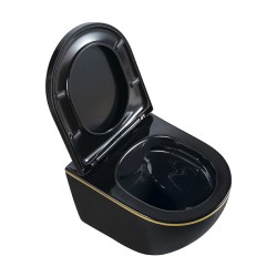 MISKA WC WISZĄCA RIMLESS MIZU-BL-GL-RIM-02 CZARNA DESKA WOLNOOPADAJĄCA DUROPLAST