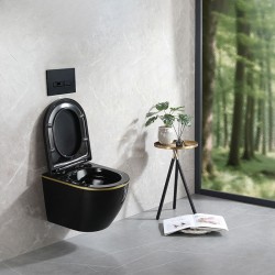 MISKA WC WISZĄCA RIMLESS MIZU-BL-GL-RIM-02 CZARNA DESKA WOLNOOPADAJĄCA DUROPLAST