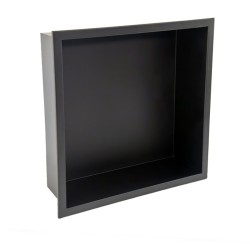 PÓŁKA ŁAZIENKOWA WNĘKOWA IGA Z KOŁNIERZEM CZARNA 30X30X10 CM