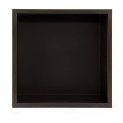 PÓŁKA ŁAZIENKOWA WNĘKOWA IGA Z KOŁNIERZEM CZARNA 30X30X7 CM