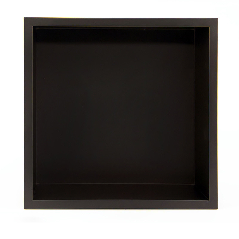 PÓŁKA ŁAZIENKOWA WNĘKOWA IGA Z KOŁNIERZEM CZARNA 30X30X7 CM