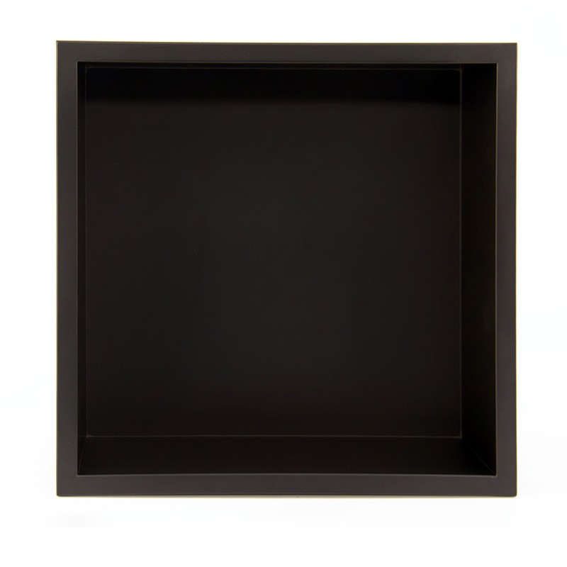 PÓŁKA ŁAZIENKOWA WNĘKOWA IGA Z KOŁNIERZEM CZARNA 30X30X7 CM PÓŁKA ŁAZIENKOWA WNĘKOWA IGA Z KOŁNIERZEM CZARNA 30X30X7 CM