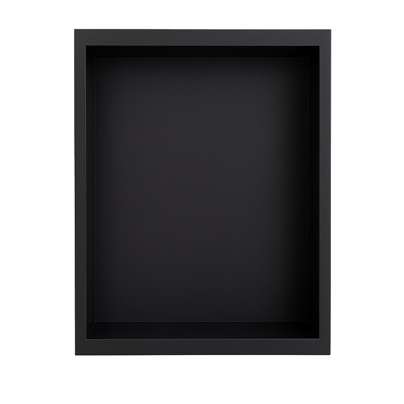 PÓŁKA ŁAZIENKOWA WNĘKOWA IGA Z KOŁNIERZEM CZARNA 45X30X10 CM