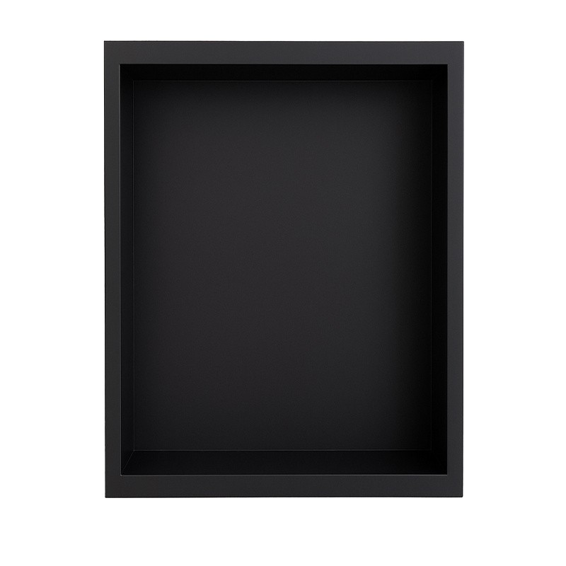 PÓŁKA ŁAZIENKOWA WNĘKOWA IGA Z KOŁNIERZEM CZARNA 45X30X10 CM PÓŁKA ŁAZIENKOWA WNĘKOWA IGA Z KOŁNIERZEM CZARNA 45X30X10 CM