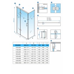 KABINA PRYSZNICOWA PROSTOKĄTNA ZES-KZ02A-90X80 CHROM 90x80 CM
