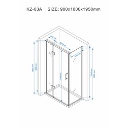KABINA PRYSZNICOWA PROSTOKĄTNA ZES-KZ03A-100X90 CHROM 100x90 CM