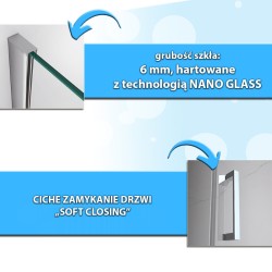 KABINA PRYSZNICOWA PROSTOKĄTNA ZES-KZ03D-120X100 CHROM 120x100 CM