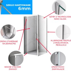 KABINA PRYSZNICOWA KWADRATOWA ZES-KZ04B-80 CHROM 80x80 CM