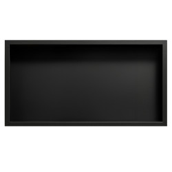 PÓŁKA ŁAZIENKOWA WNĘKOWA IGA Z KOŁNIERZEM CZARNA 60X30X10 CM