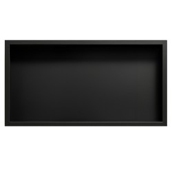 PÓŁKA ŁAZIENKOWA WNĘKOWA IGA Z KOŁNIERZEM CZARNA 60X30X10 CM
