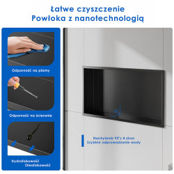 PÓŁKA ŁAZIENKOWA WNĘKOWA IGA Z KOŁNIERZEM CZARNA 60X30X7 CM