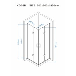 KABINA PRYSZNICOWA KWADRATOWA ZES-KZ08B-80 CHROM 80x80 CM