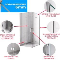 KABINA PRYSZNICOWA KWADRATOWA ZES-KZ08B-80 CHROM 80x80 CM