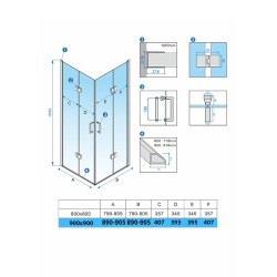KABINA PRYSZNICOWA KWADRATOWA ZES-KZ08C-90 CHROM 90x90 CM
