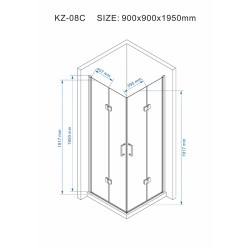 KABINA PRYSZNICOWA KWADRATOWA ZES-KZ08C-90 CHROM 90x90 CM