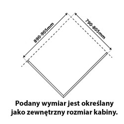 KABINA PRYSZNICOWA PROSTOKĄTNA ZES-KZ12A-90X80 CHROM 90x80 CM