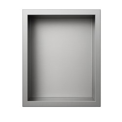 PÓŁKA ŁAZIENKOWA WNĘKOWA IGA Z KOŁNIERZEM CHROM 45X30X10 CM