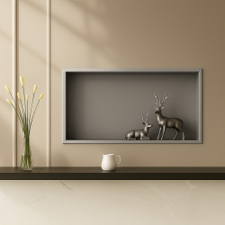 PÓŁKA ŁAZIENKOWA WNĘKOWA IGA Z KOŁNIERZEM CHROM 60X30X10 CM