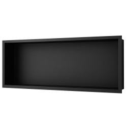 PÓŁKA ŁAZIENKOWA WNĘKOWA IGA Z KOŁNIERZEM CZARNA 90X30X7 CM