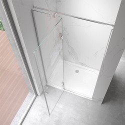 DRZWI PRYSZNICOWE UCHYLNE DO WNĘKI KZ17F CHROM 120 CM 6 MM