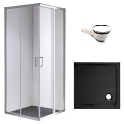 KABINA PRYSZNICOWA KWADRATOWA Z BRODZIKIEM KZ93A/ST02A CHROM/CZARNY 80x80