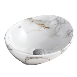 UMYWALKA NABLATOWA CERAMICZNA MARMUROWA OWALNA LUMO-MAR1-340